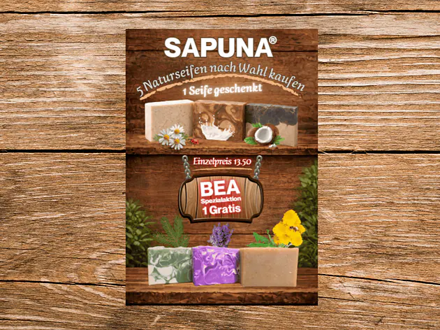 5 Naturseifen nach Wahl kaufen- eine geschenkt