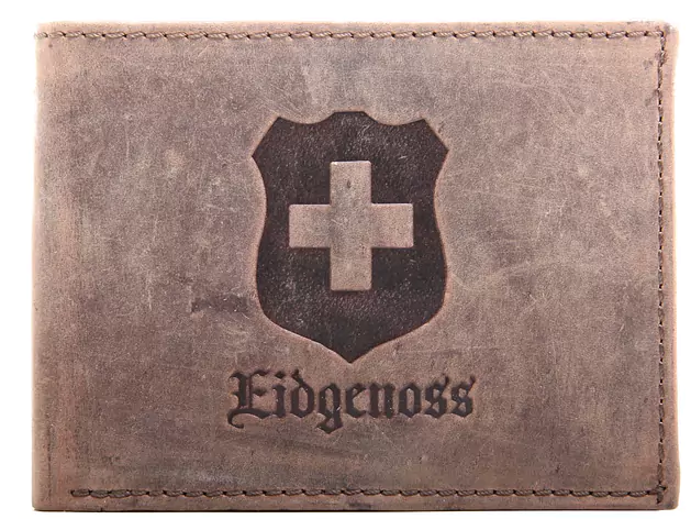 Portemonnaie mit Schweizerkreuz und Eidgenoss Prägung